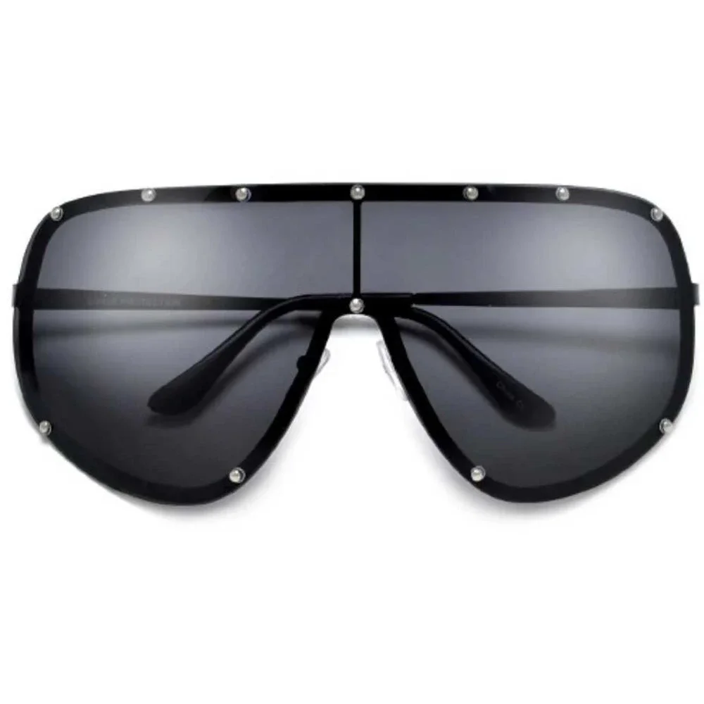 Polarized UV400 Extra Oversize Top Metal Half Rim Shield Mask Style‎ Sunglasses